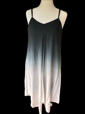 Lush Black to White Ombre Midi Dress | Strappy Back | Size M